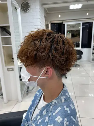 ショート パーマ 【シャドウパーマ センターパート】義心のヘアスタイル