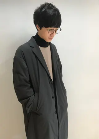 メンズ 髪質改善✨透明感カラ ー🌈シエルブルーのヘアスタイル