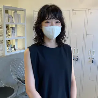 ミディアム パーマ サトウ リョウのヘアスタイル