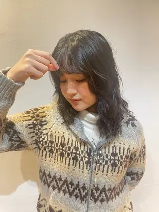 ロング パーマ 暖色カラーボブカット 🍇⛄️佐藤愛里のヘアスタイル