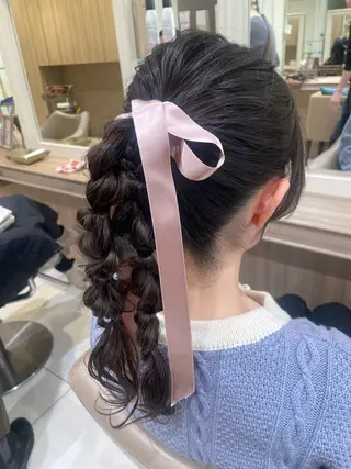 ロング ヘアアレンジ 韓国ヘアメイク🎀/ 縮毛矯正✨山本媛香のヘアスタイル