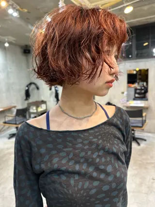 ショート カラー パーマ 無料カット/ 癖毛風パーマ/凜のヘアスタイル