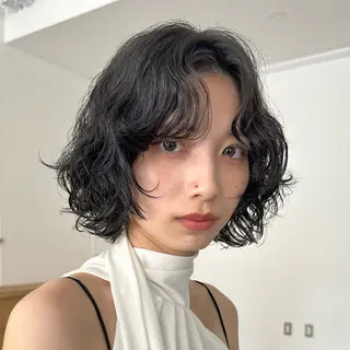 ミディアム パーマ 🌀渋谷ボブパーマ 🌀河野瑠太のヘアスタイル