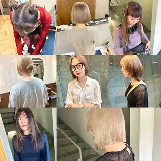 ミディアム カラー パーマ ヘアアレンジ 髪と音処　マトぺ所属・デザインカラー/ボブ ブリーチカラー/ユリのヘアスタイル
