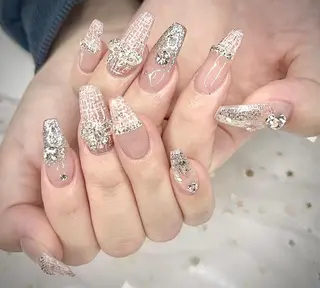 ネイル I-nailロング /ワンホン/キラキラのネイルデザイン