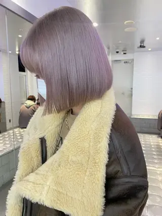 ミディアム カラー パーマ 🎨ハイトーン/ 切りっぱなし みつきのヘアスタイル