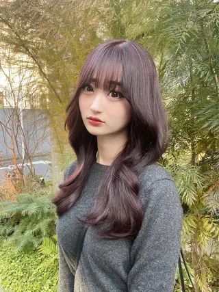 ロング カラー 顔周りカット 【オノザワリョウ】のヘアスタイル