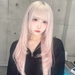 ロング カラー ホワイト&レイヤーカ ットエクステ長畠俊輔のヘアスタイル