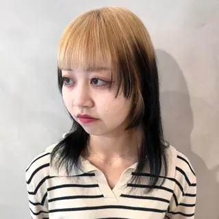 ミディアム カラー デザインカラー/パー マ🦖外岡咲希🦖のヘアスタイル