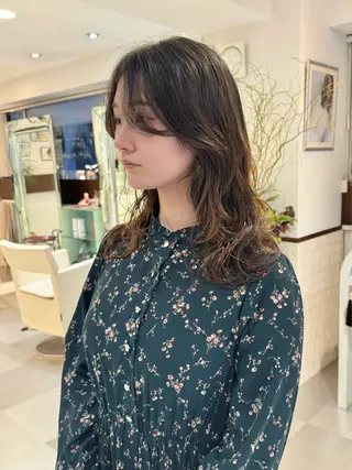 セミロング パーマ デジタルパーマ 🌀ボブ　萩原　龍のヘアスタイル