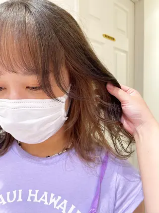 セミロング カラー ヘアアレンジ シールエクステ横浜 🐏☁️miminaのヘアスタイル
