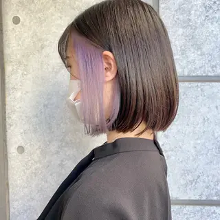 ショート カラー 癖毛救済✂️ボブ /髪質改善ストレートのヘアスタイル