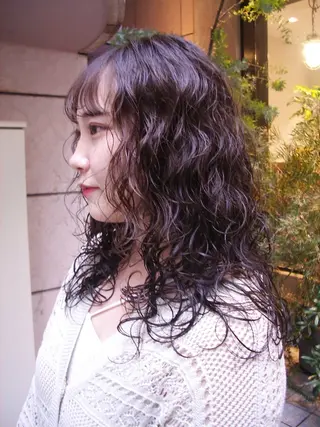 セミロング カラー パーマ ヘアアレンジ 🌀パーマ レイヤー ボブ/marinoのヘアスタイル