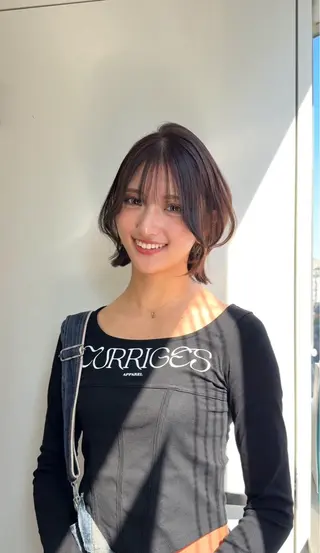 ショート カラー 山崎/ボブ縮毛矯正 レイヤー髪質改善のヘアスタイル