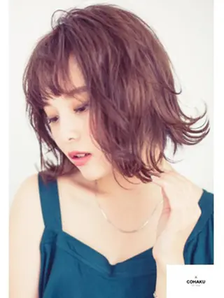 ミディアム カラー パーマ tocoha 四條畷駅のヘアスタイル