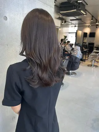 ロング カラー パーマ ヘアアレンジ 透明感/オリーブ/ グレージュ/YUKAのヘアスタイル