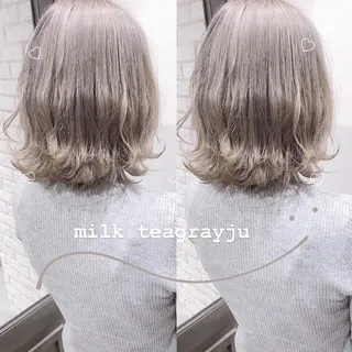 ミディアム カラー misaki🎀 まろみ透け感カラーのヘアスタイル