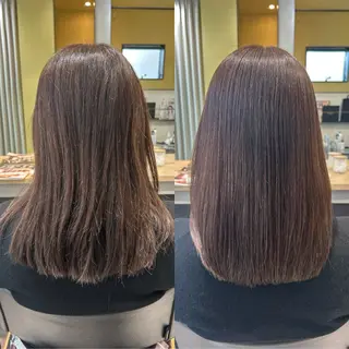 セミロング パーマ hub hair レイヤー/透明感のヘアスタイル