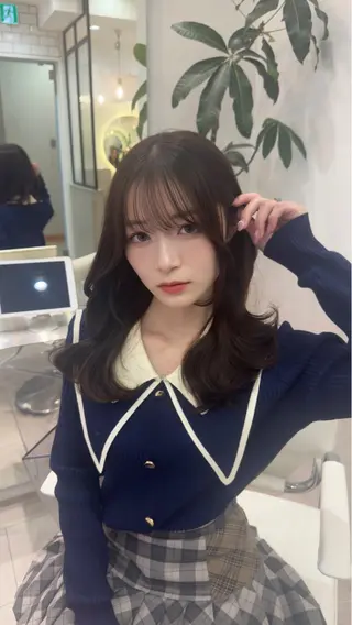 ロング カラー パーマ 絶対垢抜けレイヤー/ 透明感カラーリョウヤのヘアスタイル