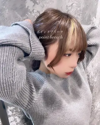 セミロング カラー パーマ ヘアアレンジ メンズ キッズ ネイル マツエク・マツパ アイブロウ 韓国/トレンド レイヤー【101】のヘアスタイル
