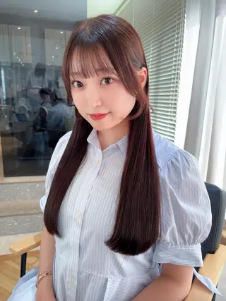 ロング カラー 韓国🇰🇷レイヤー 映える顔周り🩷のヘアスタイル