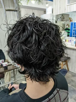 ミディアム メンズ パーマ メンズパーマ/顔周り レイヤーカット/えののヘアスタイル