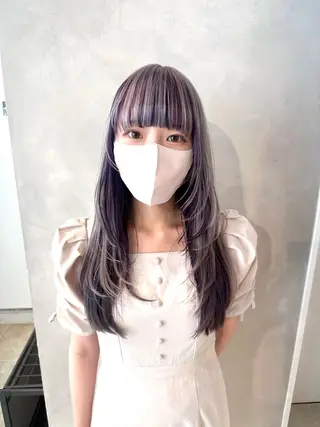 ロング デザインカラー/パー マ🦖外岡咲希🦖のヘアスタイル