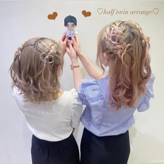 ヘアアレンジ エクステ🎀 暖色カラー🎀amiのヘアスタイル