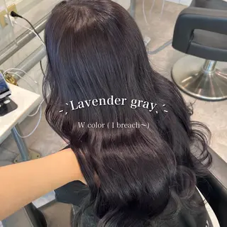 ロング カラー 暗髪🩶ラベンダー/ ブルー/ユウナ🤍のヘアスタイル