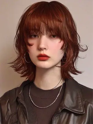 カラー パーマ RIN パーマ/暖色カラーのヘアスタイル