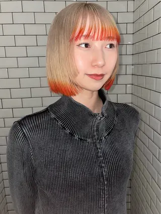 ショート カラー ボブ.顔周りカット カット/ユキカのヘアスタイル