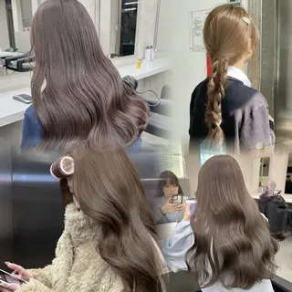 カラー ブリーチ縮毛矯正加藤 赤み無し透明感ヘアのヘアスタイル