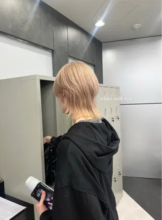 ショート カラー ヘアアレンジ メンズ ハイトーン/透明感 髪質改善/rinaのヘアスタイル
