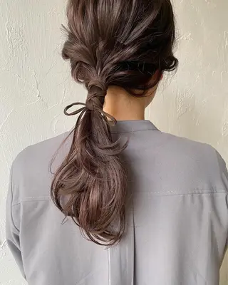 セミロング カラー ヘアアレンジ 神原 ありさのマツエク・マツパデザイン