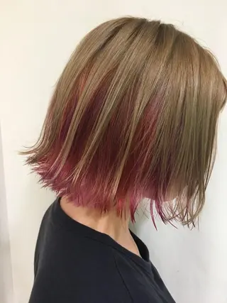 ミディアム カラー ヘアアレンジ きむえり/髪質改善 /うねり広がり改善のヘアスタイル