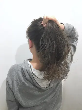 ロング カラー パーマ ヘアアレンジ メンズ マツエク・マツパ 境 健助のヘアスタイル