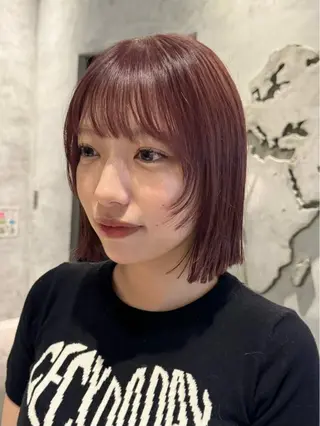 ミディアム カラー ヘアアレンジ 顔周りカット×透明感 カラー💫AINAのヘアスタイル