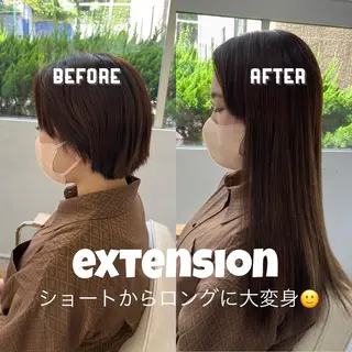 ロング カラー エクステ ハイトーン 💭黒崎ハルカのヘアスタイル