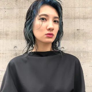 ミディアム カラー ハイトーン/ ボブ 中村麟のヘアスタイル