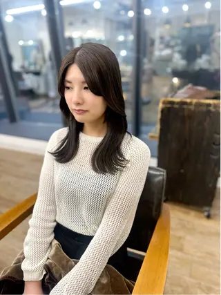 セミロング カラー パーマ ヘアアレンジ メンズ キッズ 骨格レイヤーカット 🌿美髪縮毛矯正のヘアスタイル