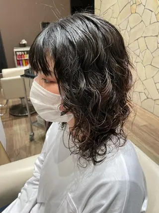 セミロング パーマ k-twoたき✨艶感 カラー/美髪矯正のヘアスタイル