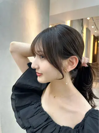 セミロング カラー ミディアムレイヤー 添田晃基のヘアスタイル