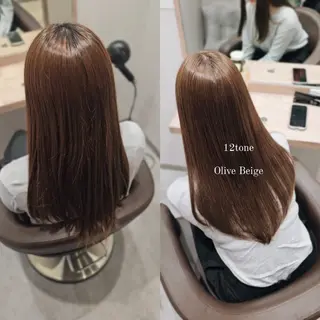 セミロング カラー 縮毛矯正をしている人 のためのカラーのヘアスタイル