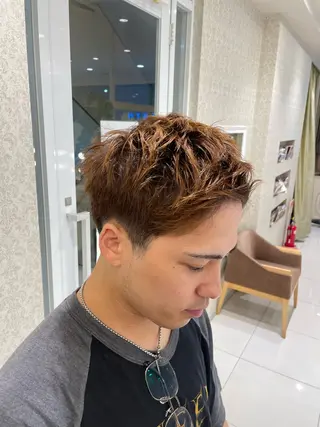 メンズ 本厚木パーマ&ブリー チMEN'Sショートのヘアスタイル