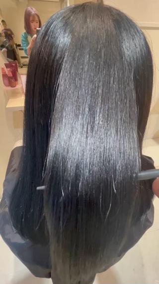 ブルーブラックという濃い色の透明感カラーもツヤツヤに仕上げました可愛いすぎる 