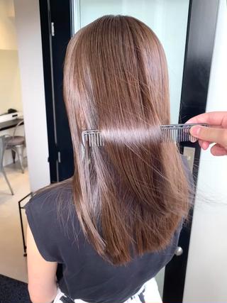 セミロング カラー 髪質改善絹髪質感TR レイヤーカット/熊澤のヘアスタイル