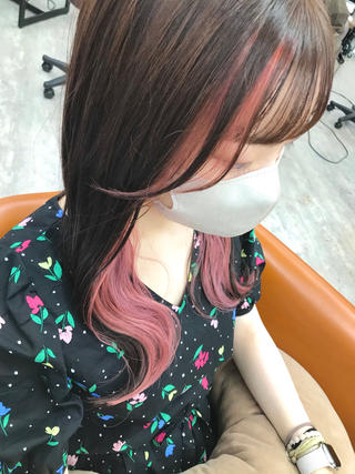 インナーカラー×ペールピンク 