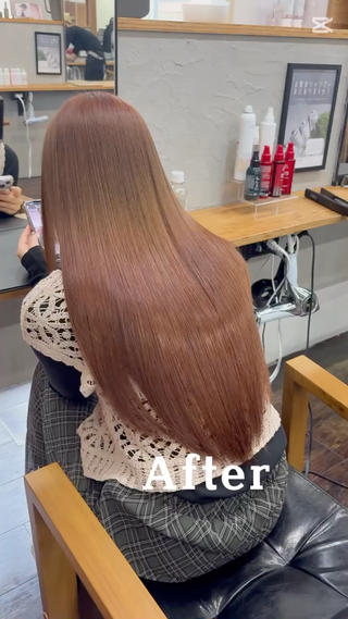 ルーツカラー、パーマ履歴のあるハイダメージ毛さん
若干の癖を取り、パヤパヤ毛を落ち着かせられます 