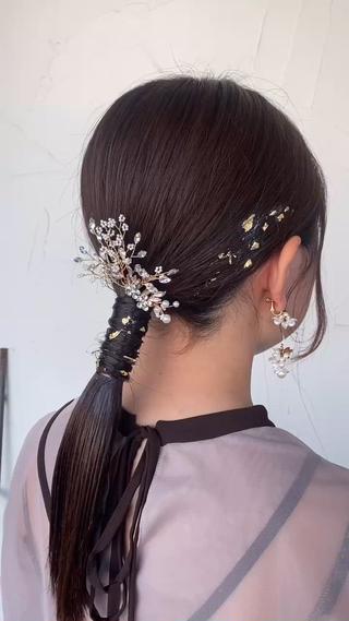 セミロング ヘアアレンジ R hair 金山所属・お呼ばれヘア｜ 金山｜山本夏菜のヘアスタイル