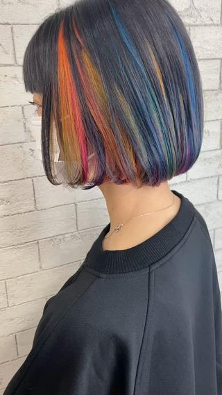 #ユニコーンカラー#派手髪#ボブインナー#カラフル 